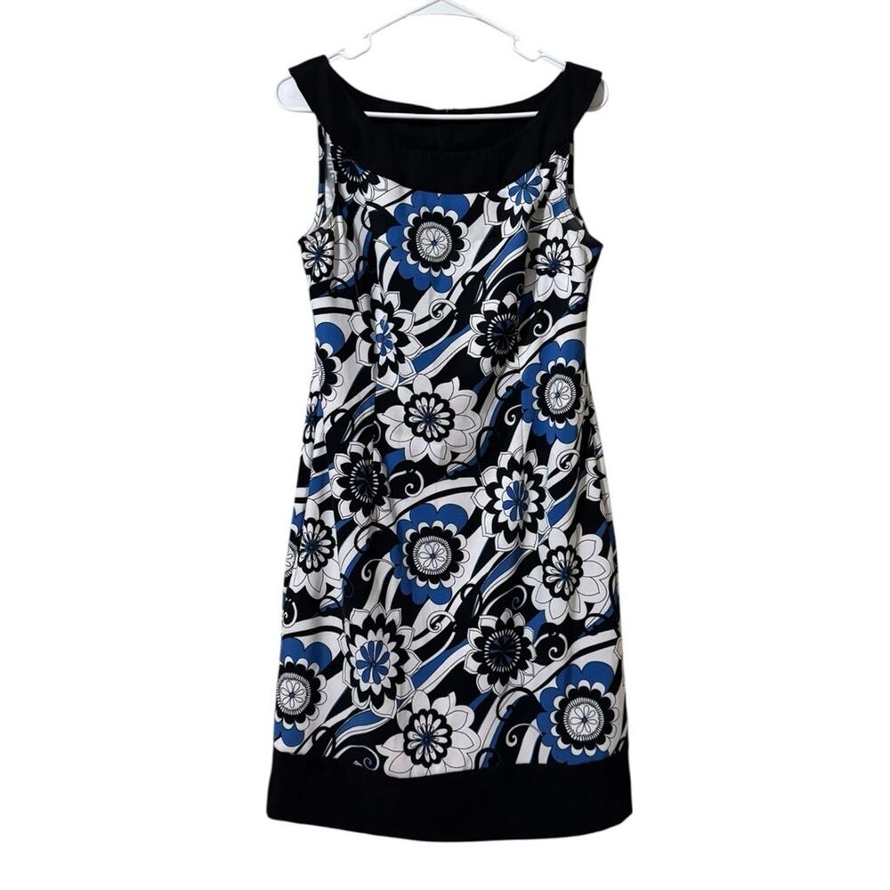 DressBarn Size 12 Sleeveless‎ Sheath Dress Multicolor Geometric Floral Office